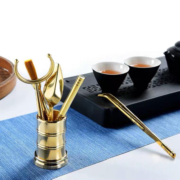 อุปกรณ์ชงน้ำชา-สวยๆ-สีทอง-ชุดชงชาสีทอง-สวยหรู-ดูมีระดับ-ชุดชงชาทองแดง