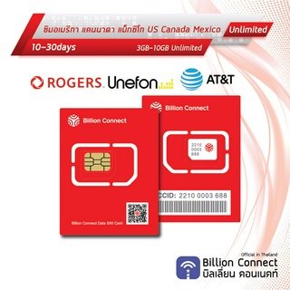 US Canada Mexico Sim Card Unlimited 3GB-10GB : ซิมอเมริกา แคนนาดา แม็กซิโก 10-30วัน by ซิมต่างประเทศ BC