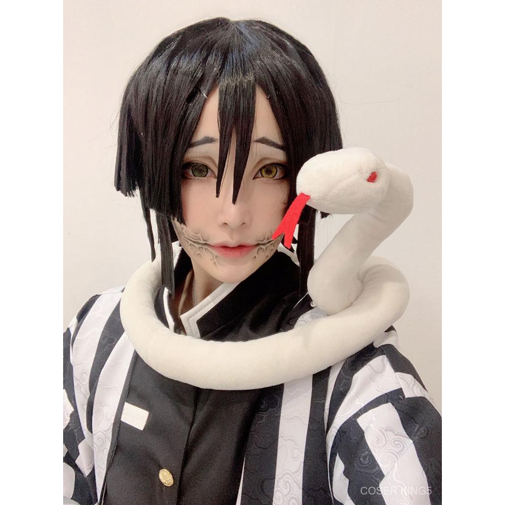 anime-demon-slayer-kimetsu-no-yaiba-iguro-obanai-cosplay-คอสเพลย์เครื่องแต่งกายสีขาวงู-props-ตุ๊กตาของเล่น-งูบังคับ-ถูกๆ