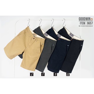 โค้ดPUTNOV65ลด65⚡GW⚡9657 กางเกงขาสั้น ผู้ชาย ผ้ายืด สีพื้น ยาว 20-21 นิ้ว ไซส์ 28-36 Goodwin Brand