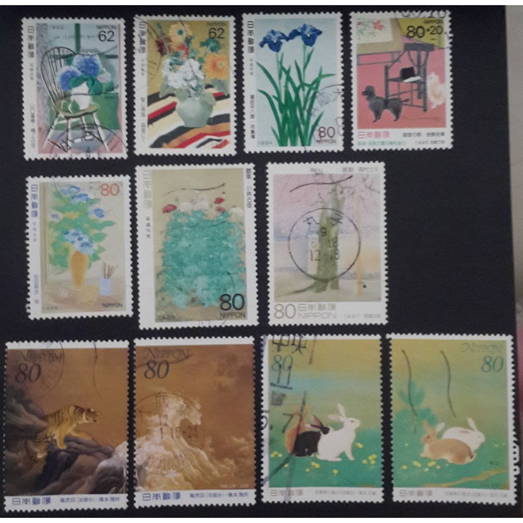 j047-แสตมป์ญี่ปุ่นใช้แล้ว-ชุด-philatelic-week-ปี-1992-2000-ใช้แล้ว-สภาพดี-ครบชุด-11-ดวง