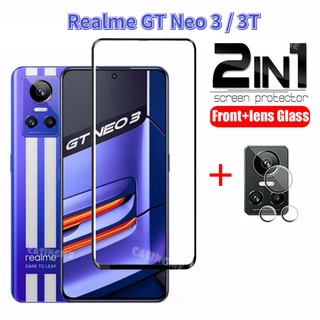 2 in 1 ฟิล์มกระจกนิรภัยกันรอยหน้าจอ และเลนส์กล้อง สําหรับ Realme GT neo 3 3T Realmi GTneo Neo3 Neo3T 2T GT 5G 2 Pro