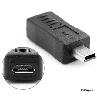 folღ Micro USB Female to Mini USB Male Adapter Charger Adaptor Converter Black