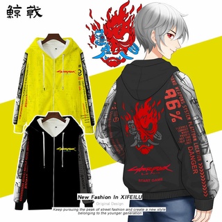 🔥Hot Sale🔥Cyberpunk 2077 เสื้อกันหนาวมีฮู้ดสำหรับผู้ชาย The Witcher 3 ภาษาโปลิชคำ Donkey Hooded Jacket เกม CDPR Anime