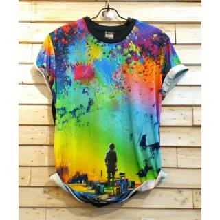 เสื้อยืดพิมพ์ลาย 3D Abstract Paint Bangkok Thailand นําเต็มรูปแบบสําหรับผู้ชาย