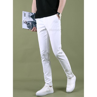 ภาพหน้าปกสินค้าส่ง Kerry  กางเกงสแล็คผู้ชายสีขาว ผ้ายืด ขาเดฟ ที่เกี่ยวข้อง