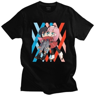 เสื้อยืดผ้าฝ้ายพิมพ์ลาย เสื้อยืดแขนสั้น ผ้าฝ้าย พิมพ์ลาย Darling In The Franxx Hiro And Zero Two สไตล์วินเทจ สําหรับผู้ช