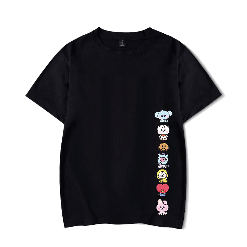 kpop-bts-bt-21-เสื้อยืดลําลองสําหรับ-unisex-แขนสั้นพิมพ์ลายการ์ตูน