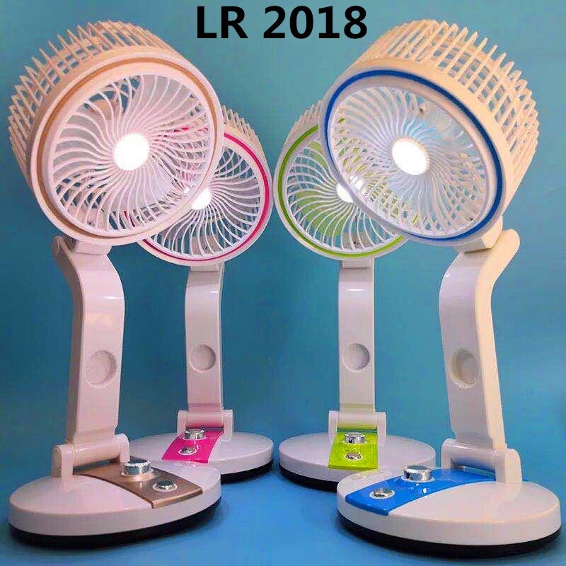 พัดลมแบบพับ-ชาร์ท-ไฟได้-มีไฟ-led-folding-fan-lr-2018-พกพากระทัดรัด