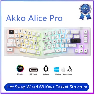 【พร้อมส่ง】Akko Alice Pro Kit (RGB Hotswap / Akko CS Crystal / Gasket Mount) Akko ACR Pro Alice RGB คีย์บอร์ดเมคคานิคอล แบบใช้สาย พร้อมปุ่มลูกศร ปะเก็น