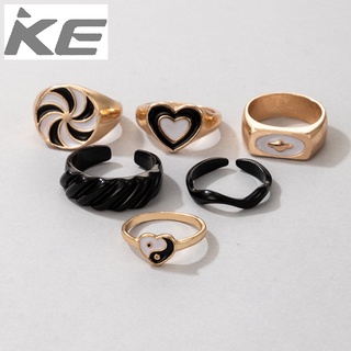 Popular dripping ring Dark love cart Tai Chi simple 6-piece ring for girls for women low price