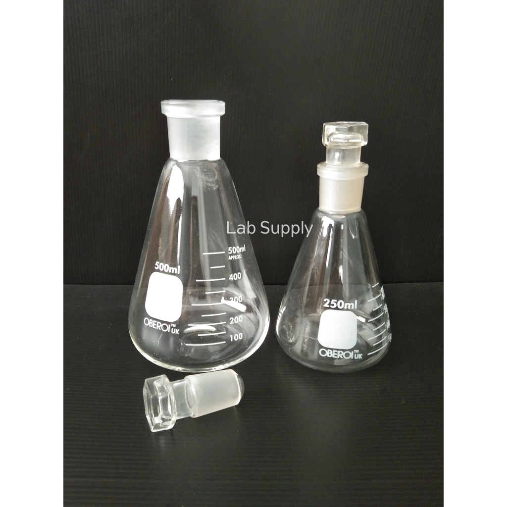 OBEROI/UK_Erlenmeyer Flask Stoppered Cap(Glass Stopper) ขวดรูปชมพู่พร้อมจุกแก้ว Shopee Thailand
