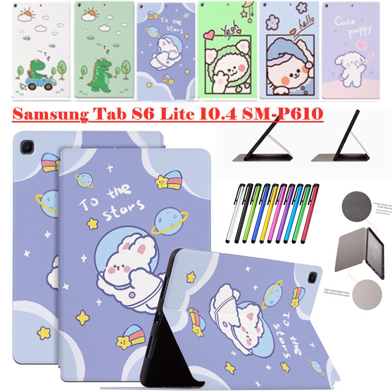 ภาพหน้าปกสินค้าเคสหนัง ฝาพับ ลายการ์ตูนน่ารัก กันกระแทก สําหรับ Samsung Galaxy Tab S6 Lite 10.4 SM-P610 2022 SM-P613 P619 จากร้าน phonelifem1.th บน Shopee
