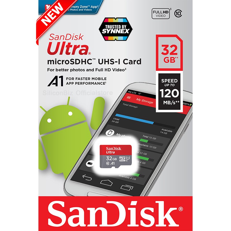 ภาพสินค้าSandisk MicroSD Card Ultra Class10 A1 16GB 32GB 64GB 128GB Speedสูงสุด140MB/s ใส่ โทรศัพท์ แท็บเล็ต Andriod จากร้าน thieye_officialstore บน Shopee ภาพที่ 3