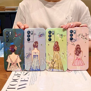 2021 New เคส OPPO Reno6 Z 5G / Reno6 5G / Reno5 Marvel Edition / Reno5 / Reno5 Pro / Reno4 4G Phone Case Fashion Luxury Rhinestone Bling Softcase Girls Back view Flower Glitter Lovely Cartoon Back Cover เคสโทรศัพท์ Reno 6 6z Casing