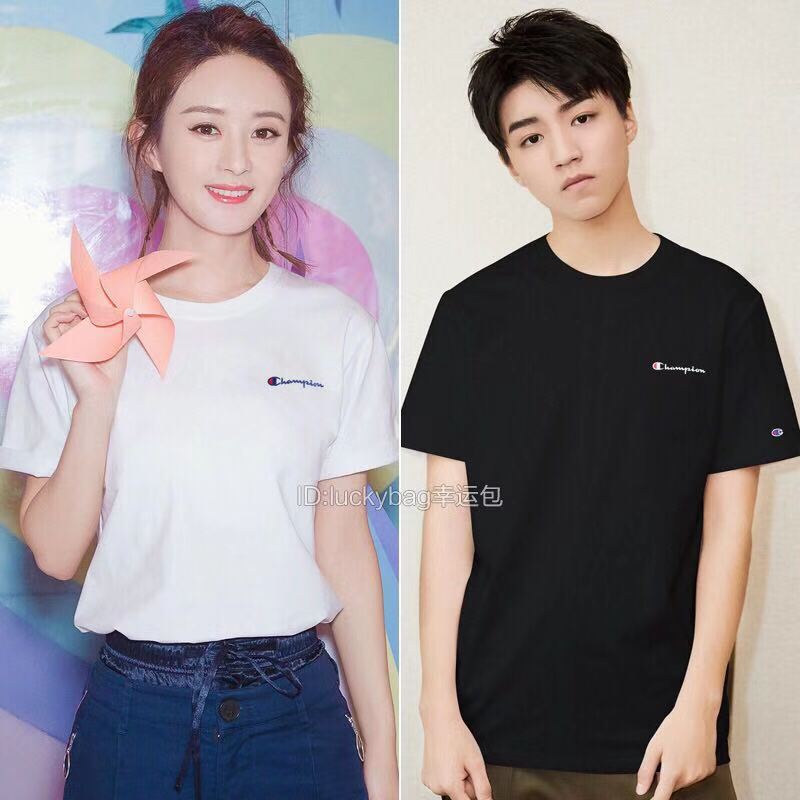 เสื้อยืดคอกลมแขนสั้นผู้ชายลายปักลายแชมป์เล็กสีขาว-100-cotton-couple-short-sleeve-champion-black-tee-shirts-5xl