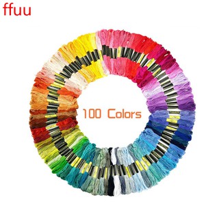 100 Colors Cross Stitch Crafts Floss Threads Kit Rainbow Color Cotton Embroidery String Bracelet Yarn Set