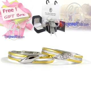 Finejewelthai-แหวนคู่-แหวนเงิน-เงินแท้ 925-แหวนหมั้น-แหวนเพชร-couple Silver Diamond Ring-Diamond_Gift_set1