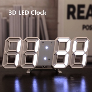 【จัดส่งที่รวดเร็ว】 3D LED Clock LED นาฬิกาตั้งโต๊ะ นาฬิกาอิเล็กทรอนิกส์เรืองแสง นาฬิกาปลุก นาฬิกาติดผนัง LED alarm clock