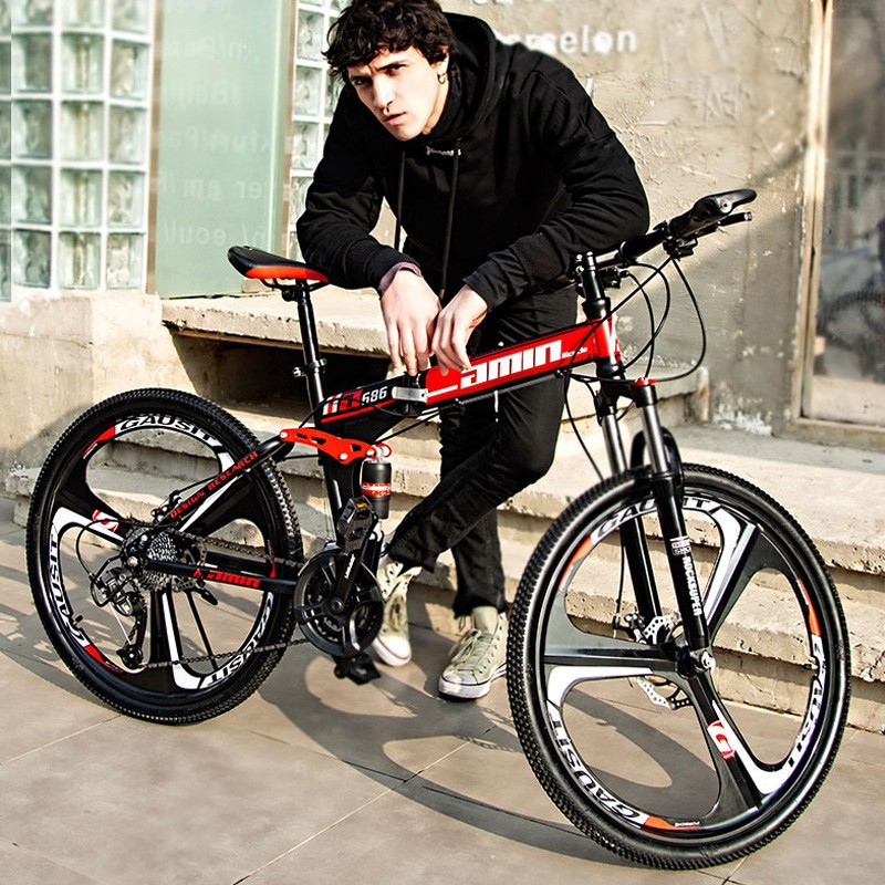ราคาและรีวิวจักรยานเสือภูเขาพับได้, จักรยาน 26 นิ้ว 24 สปีด, จักรยานเสือภูเขาดูดซับแรงกระแทก, โครงเหล็กคาร์บอนสูง เยาวชนผู้ใหญ่