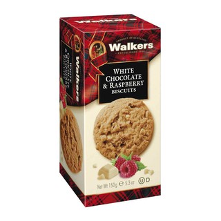 Walkers White Chocolate & Raspberry Biscuits บิสกิตไวท์ช็อกโกแลตและราสเบอรี่ นำเข้าจากสก็อตแลนด์ ขนาด 150 กรัม