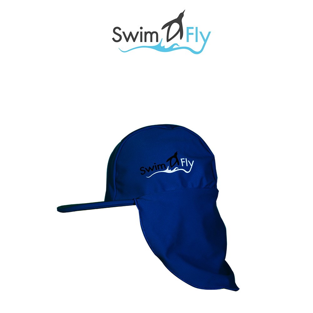 รูปภาพของหมวกว่ายน้ำแบบบังแดดบริเวณหน้าและคอ สีกรมท่า (Navy)ลองเช็คราคา