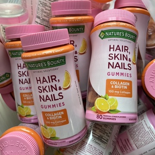 Natures Bounty Hair Skin and Nails With Collagen and Biotin, Gummies, 80 Ct