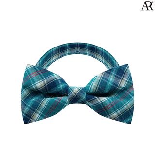 ANGELINO RUFOLO Bow Tie ผ้าไหมทอผสมคอตตอนคุณภาพเยี่ยม โบว์หูกระต่ายผู้ชาย ดีไซน์ Scott สีเทอร์ควอยซ์