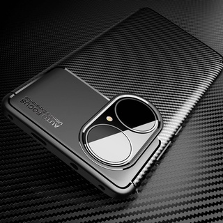 For HUAWEI P50 PRO P50Pro Case Carbon Fiber Pattern Slim Silicone Back Cover