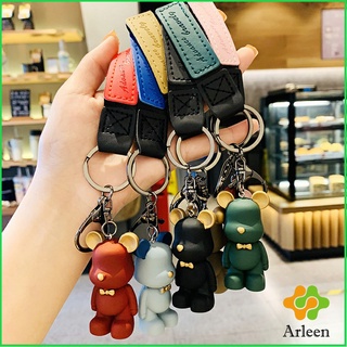 Arleen พวงกุญแจแฟชั่นยุโรปเหนือหมีผูกโบว์ พวงกุญแจหมี จี้ห้อยกระเป๋า keychain