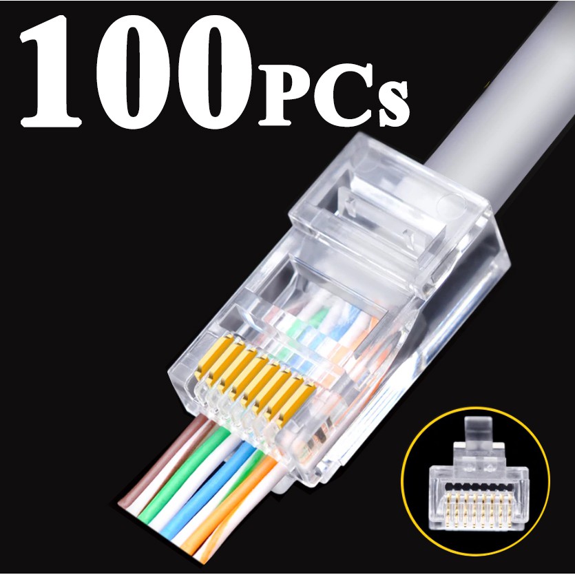 หัว RJ45 แบบทะลุ หัวทะลุ EZ RJ45 Connector Ethernet cable Plug Cat6 ...