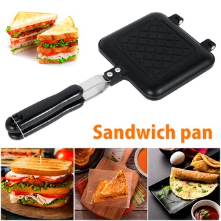 ▥❃✖Double Side Bread Frying Pan Non-Stick Barbecue Plate Sandwich Maker Toaster Pan Pancake Waffle Maker Kitchen Baking