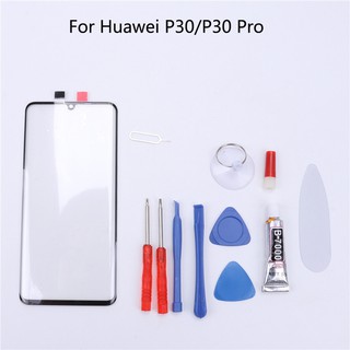 สําหรับ Huawei P30 / P30 Pro LCD หน้าจอกระจกด้านหน้าด้านนอก + เครื่องมือ + B7000 กาวเปลี่ยน