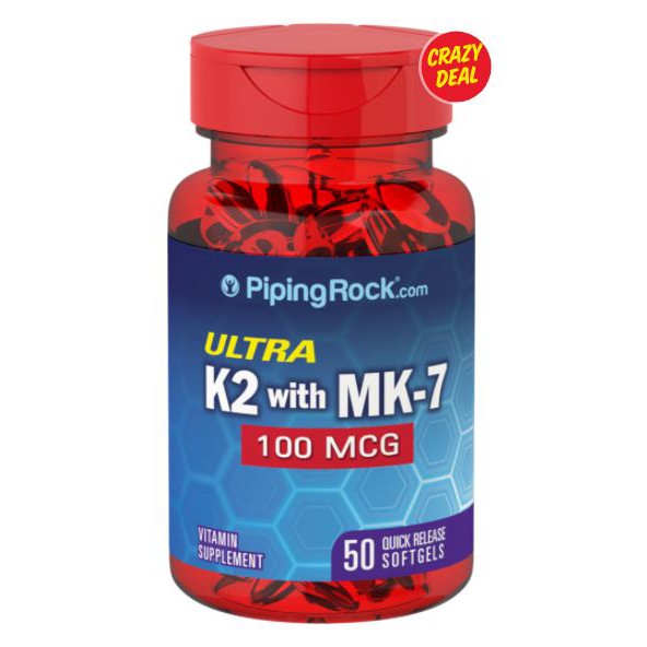 PipingRock, Ultra K2 with MK-7, 100 mcg [ 50 Quick Release Softgels ...