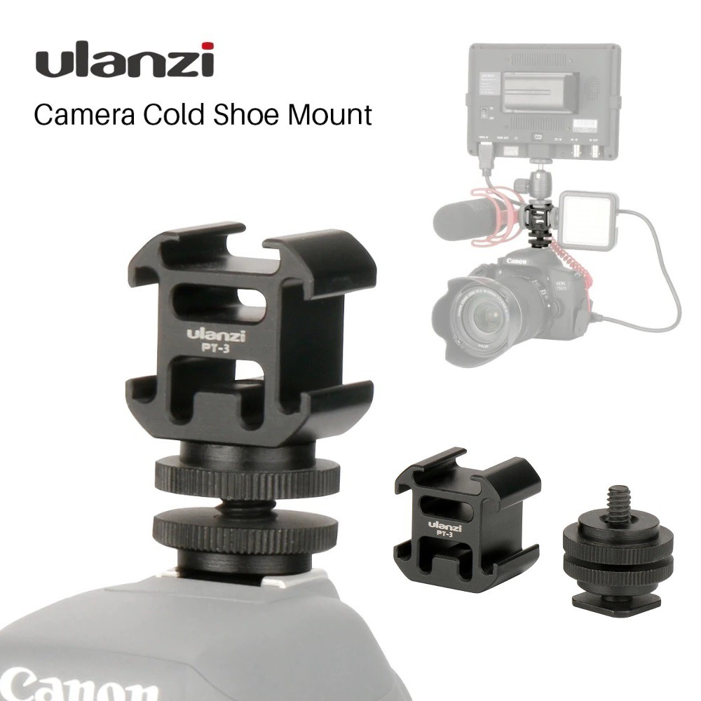 Ulanzi PT3S Triple Cold Shoe Mount + Hot Shoe Universal 1/4 "สกรูฐาน