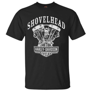 เสื้อยืดผู้ชาย Harley-Davidsons,แขนสั้นเครื่องยนต์ Shovelhead,สีดำ