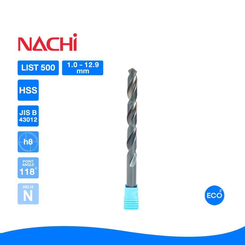 nachi-ดอกสว่าน-l500-ขนาด-10-00-12-90-มม-ดอกสว่านไฮสปีด-hss-ดอกสว่านเจาะเหล็ก-ก้านตรง-1-ดอก-ออกใบกำกับภาษีได้