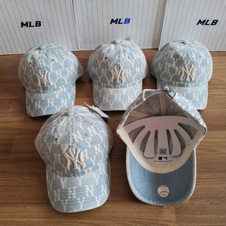 หมวก Mlb monogram denim ball cap หมวกยีนส์ logo ny 🔵🔵