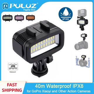 PULUZ 20 LEDs 40m Waterproof IPX8 5500K Studio Video Photo Light Support 1/4 Screw for Gopro HERO10 GoPro9 Hero8 7 6 Her