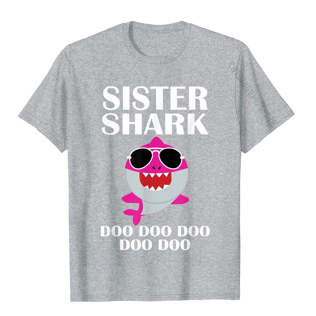 ขายดีsister-shark-shirt-doo-doo-doo-funny-sister-christmas-gift-t-shirt-plain-man-tops-shirts-personalized-tshirts-cott