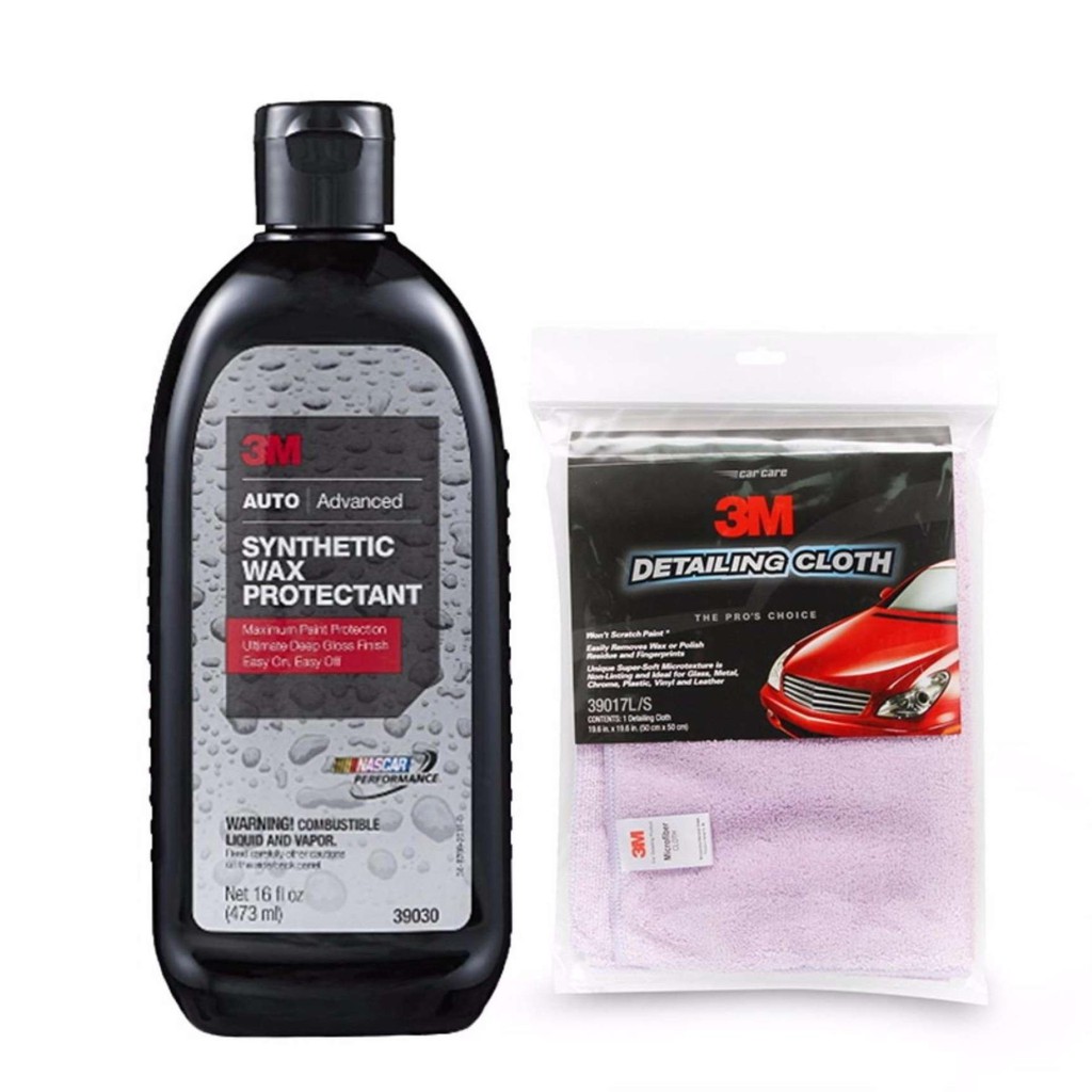 3M SYNTHETIC WAX PROTECTA PROTECTANT 473ML & Microfiber DETAILING CLOTH