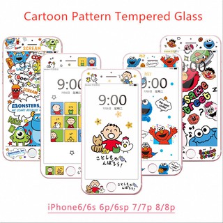 Sesame Street Minna No Tabo Cartoon Soft Edge Tempered Glass for iphone 6 6s 6plus 7 8 7plus 8plus Film Screen Protector
