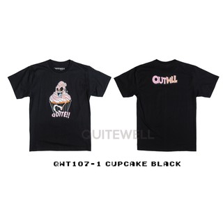 เสื้อยืดแขนสั้น  🎴 QWT107-1 CUPCAKE BLACK ชุดลำลอง
