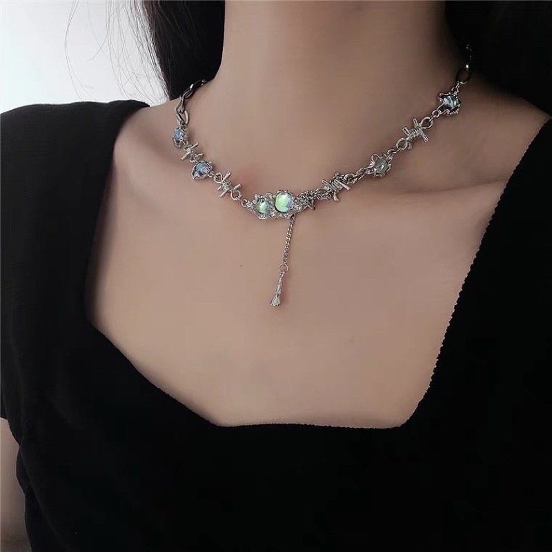 sale-สร้อยคอโซ่หนามคริสตัล-kaxx-crystal-chain-necklace-พร้อมส่ง