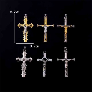 จี้สร้อยคอ รูปไม้กางเขนพระเยซู ศาสนาคริสต์ สีทอง เครื่องประดับ DIY 1 ชิ้น