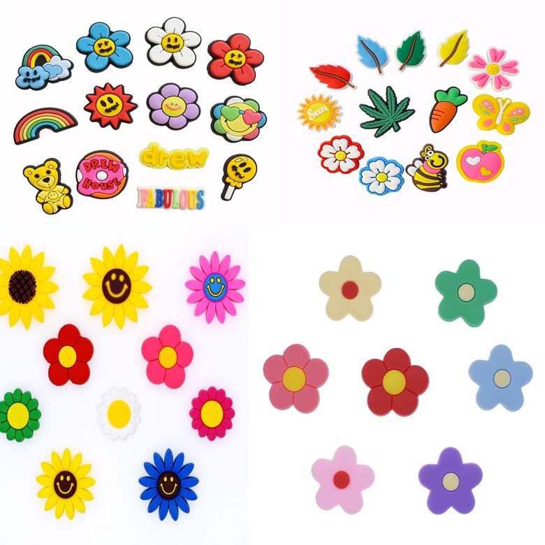 crocs-jibbitz-pins-จี้รูปดอกไม้น่ารัก-หลากสีสัน-สําหรับรองเท้า-diy