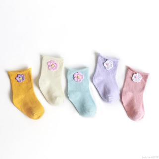 ถุงเท้าผ้าฝ้ายพิมพ์ลายดอกไม้สำหรับเด็กทารก