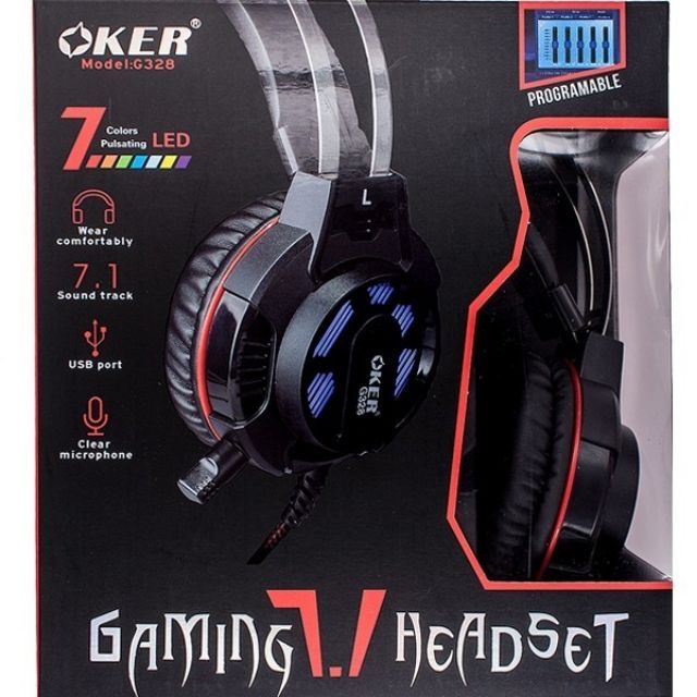 okerหูฟัง-gaming-7-1g328สินค้า-หูฟังราคาภูกคุณภาพดี-ชุดหูฟังมี7สีไฟled-usb