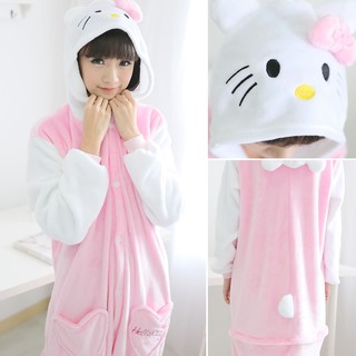 ภาพหน้าปกสินค้าชุดนอน Unisex \'Women ชุดนอนคิตตี้สีชมพู Flannel Kigurumi Cosplay ชุดว่ายน้ำอุ่นฤดูหนาว ที่เกี่ยวข้อง