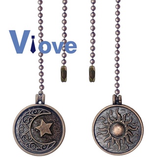 สายโซ่ดึงพัดลมเพดานลูกปัดลูกปัด Sun &amp; Moon 2 ชิ้น
